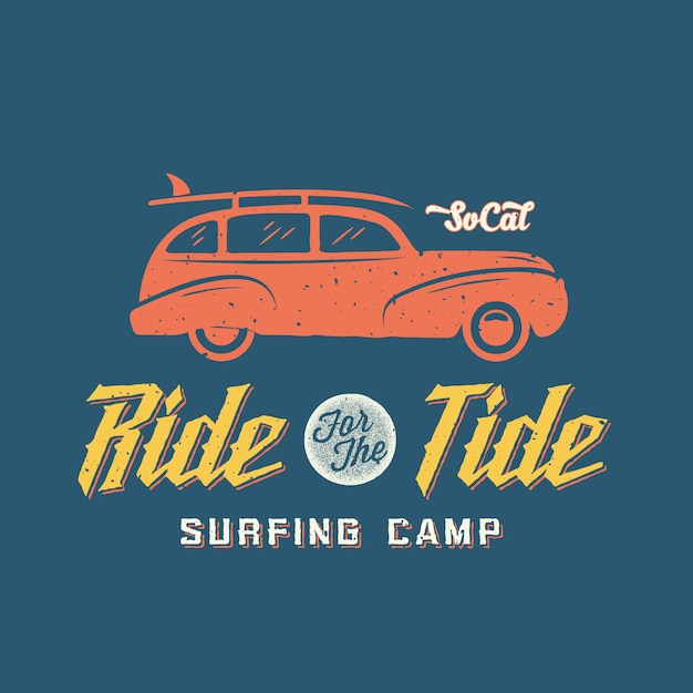 Surfen Woodie Car Retro stijl illustratie