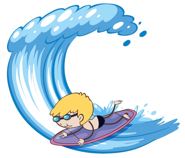 Surfer Boy on White Background