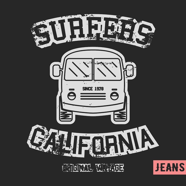 Surfer bus vintage stamp