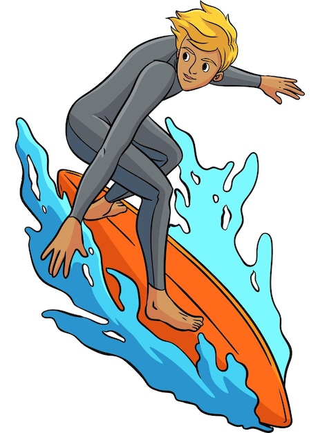 Surfer cartoon gekleurde clipart illustratie