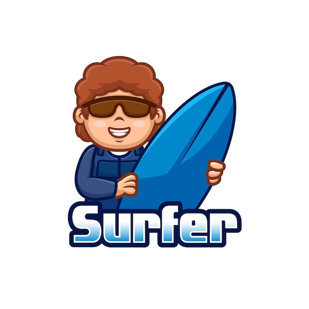 Surfer Cartoon mascotte logo ontwerp