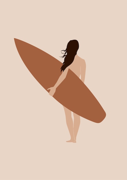 Vector surfer girl boho print