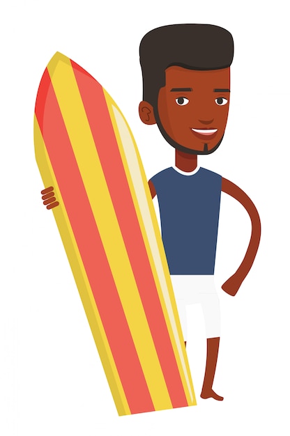 Surfista che tiene l'illustrazione di vettore del surf.