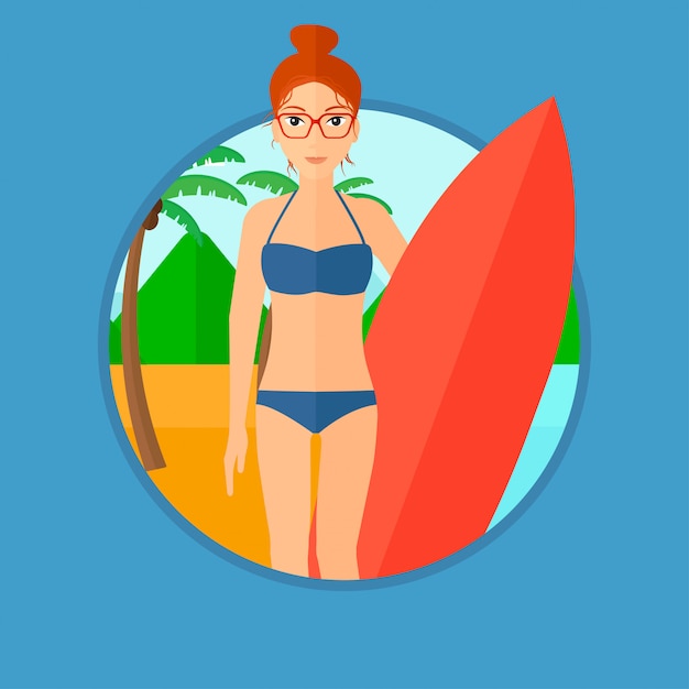 Vector surfer holding surfboard.