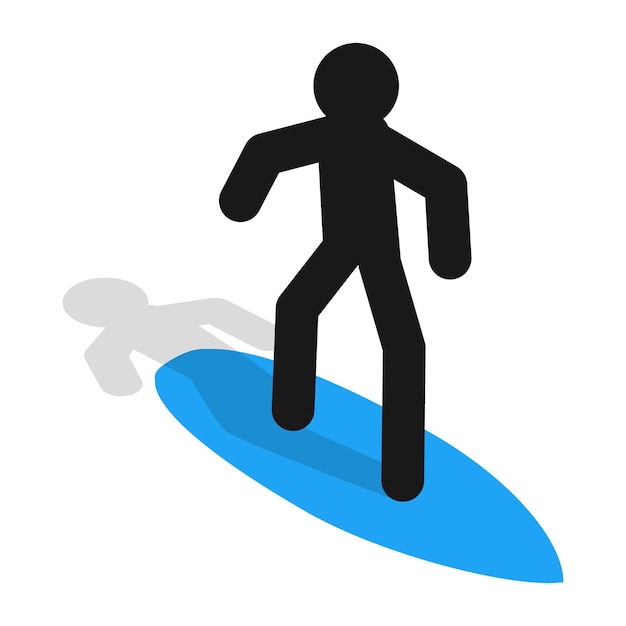 Surfer icon in isometric 3d style on a white background