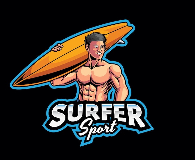 Surfer mascotte logo ontwerp