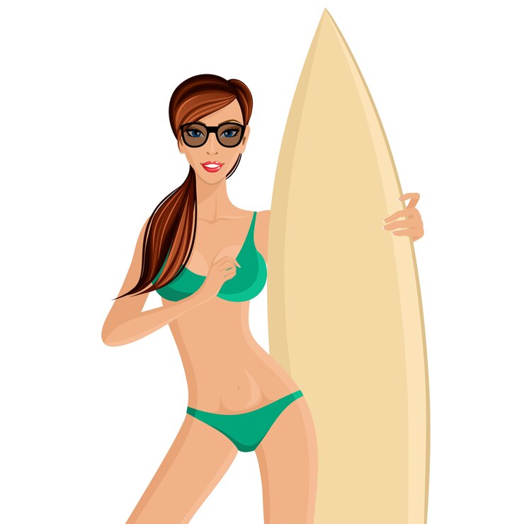 Vector surfer meisje portret