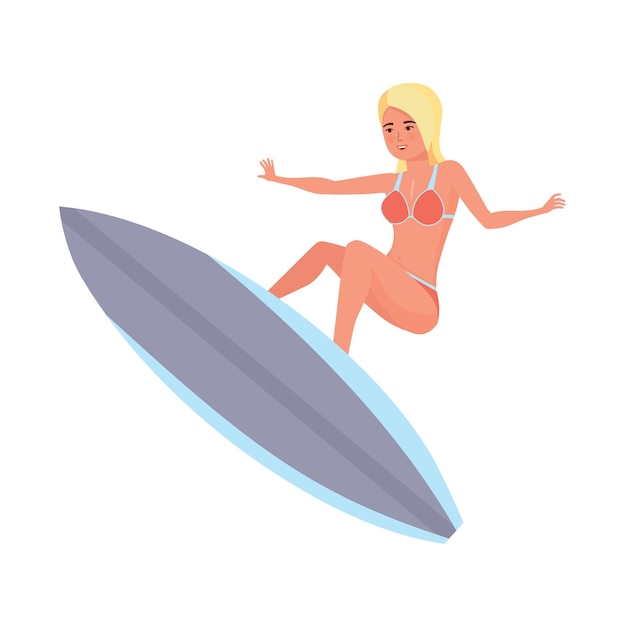 Surfer met surfplank staande rijden op oceaangolf Surf reizen