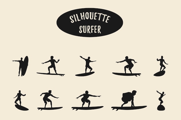 Vector surfer silhouettes surfing silhouette