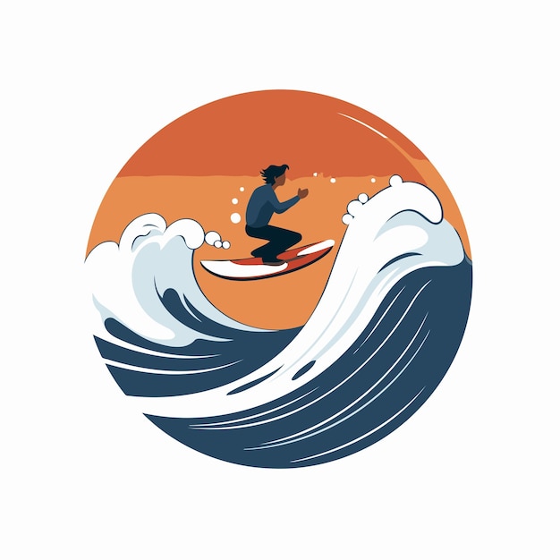 Surfer on a wave Vector illustration on a white background