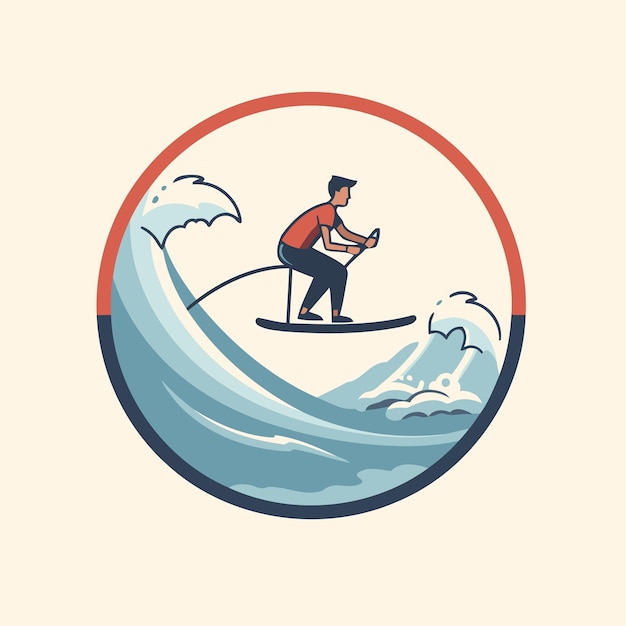 Vector surfer in the waves vector illustration of a man on a surfboard