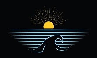 Vector surfing beach, and mountain svg illustration design. motivational surfing beach design.