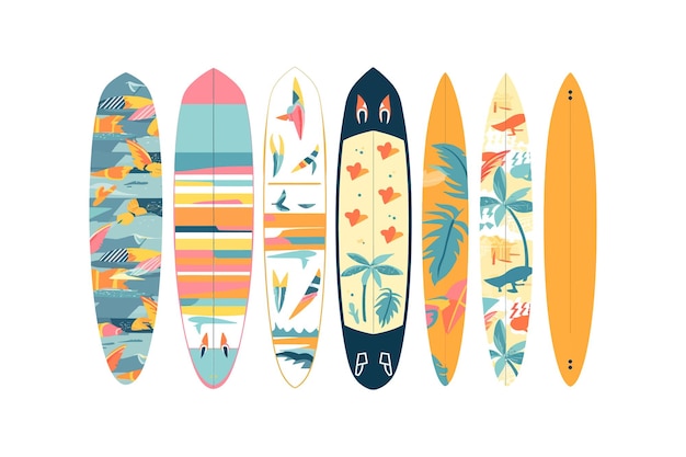 Vector surfing board set vector illustration design