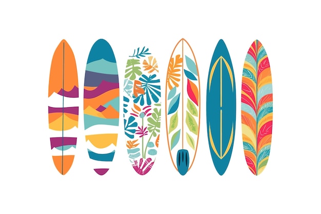 Surfing board set Vector illustration design