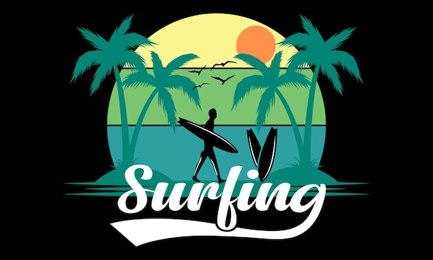 Vector surfing california typography vector illustration and colorful design.