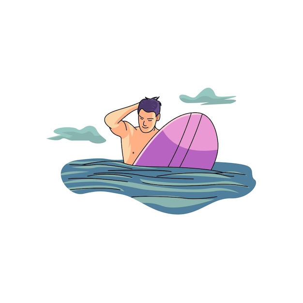 surfing character illustration