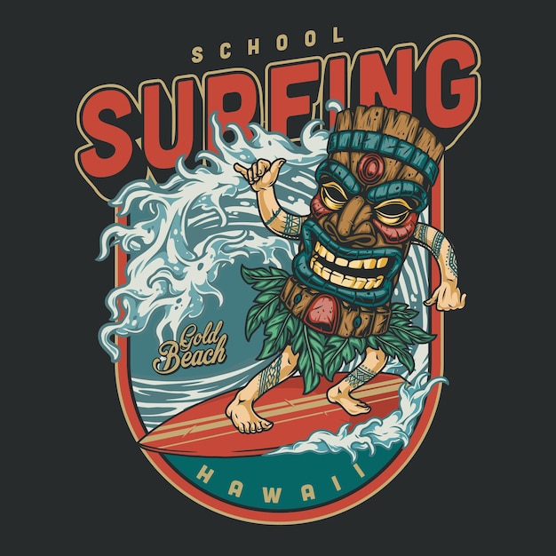 Vector surfing club vintage colorful design