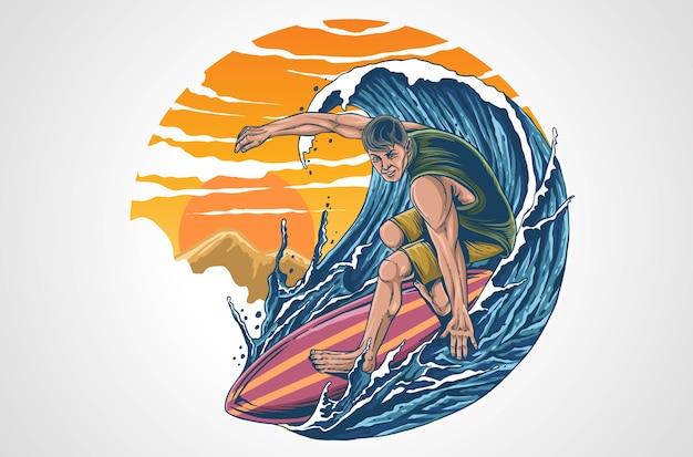 Vettore illustrazione di surf