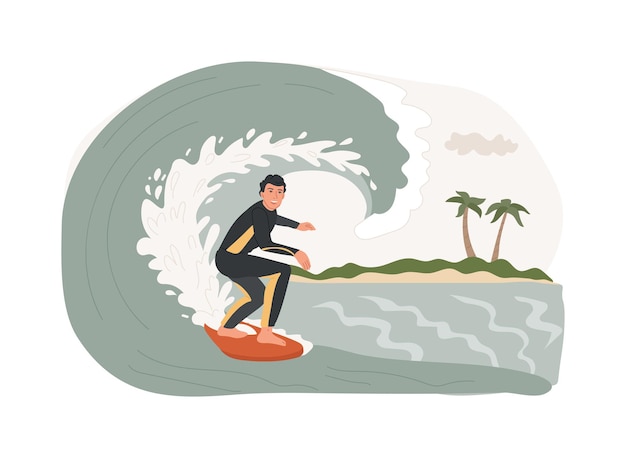 Surfing isolated concept vector illustration