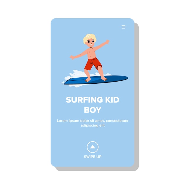 Surfing kid boy vector