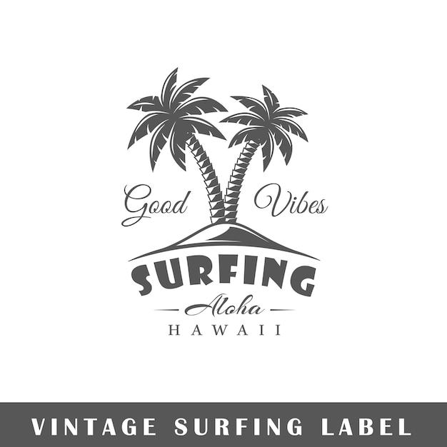 Surfing label isolated  . design element.