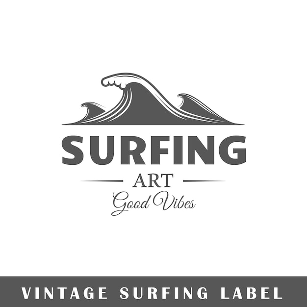 Surfing label isolated on white background. design element. template for logo, signage, branding design. vector illustration