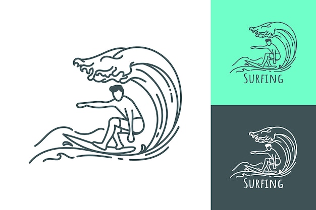 Логотип Surfing Line Art