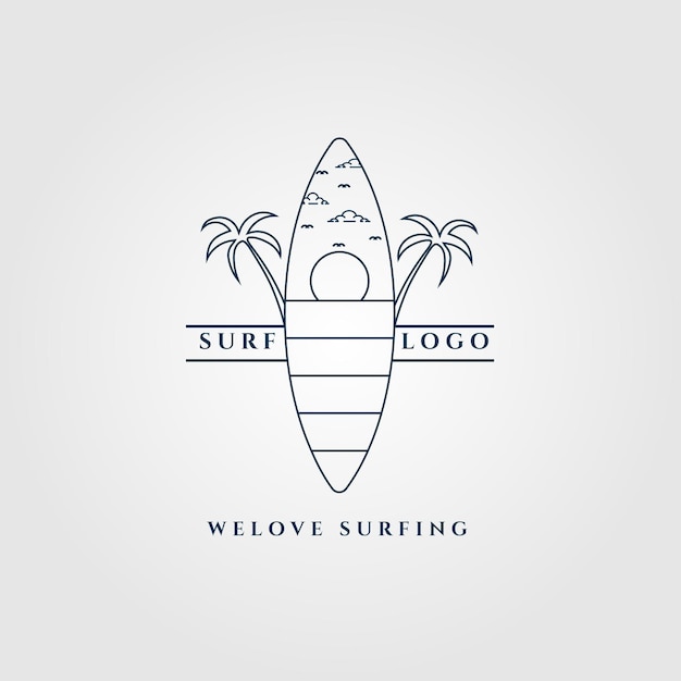 surfing logo line art icon and symbol vector illustration design
