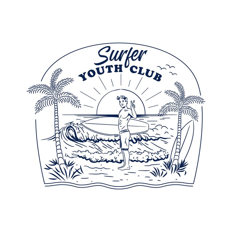 Surfing logo Summer Surfing Illustration design vector