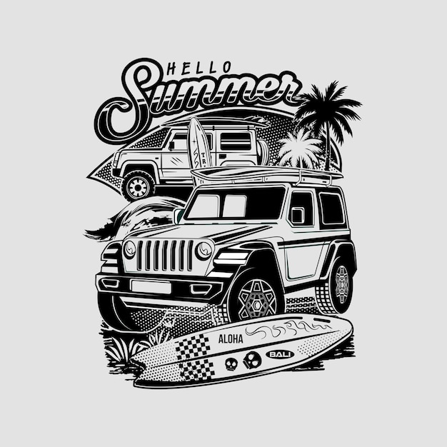 Вектор дизайна логотипа серфинга Summer Surfing Illustration