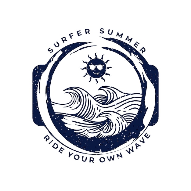 Вектор дизайна логотипа серфинга Summer Surfing Illustration