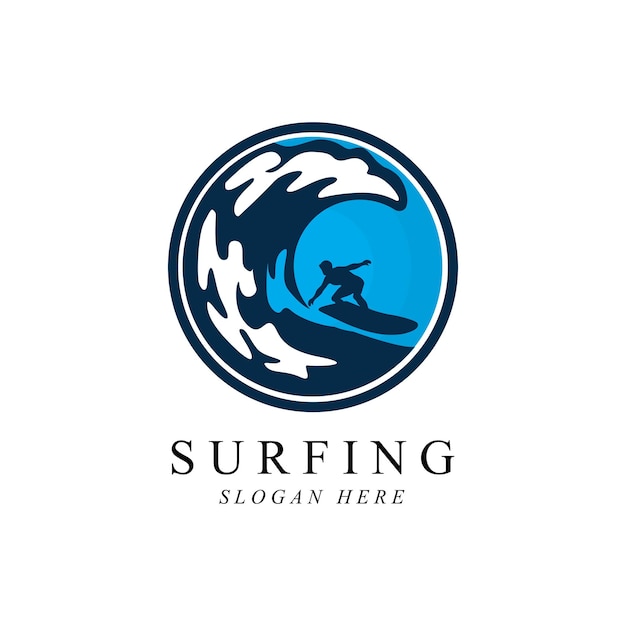 Дизайн векторного шаблона логотипа серфингиста