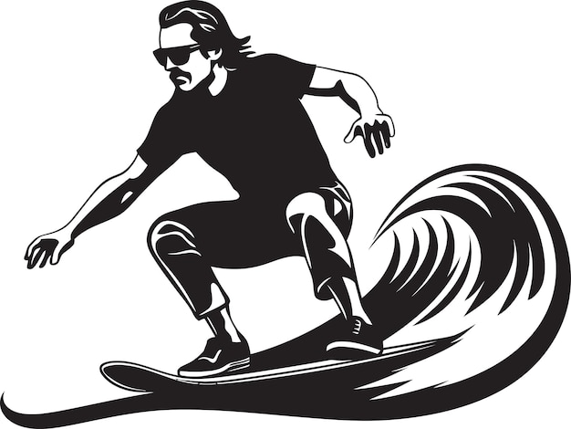 Surfing Momentum Zwart logo van Surfer Tidal Bliss Surfer Kerel in Zwart Icon