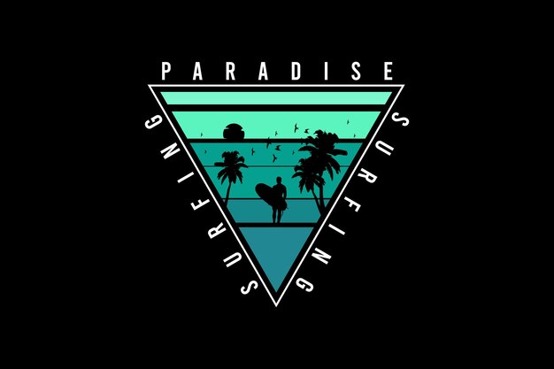 Surfing paradise , silhouette mockup typography