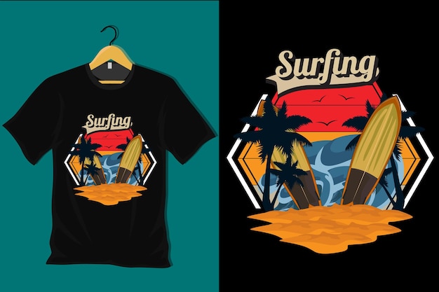Серфинг ретро винтажный дизайн футболки