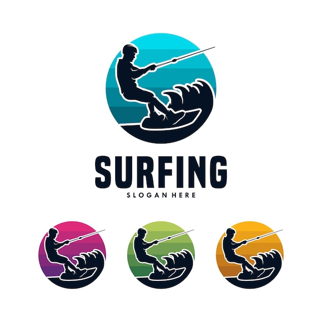 Surfing sport logo template design