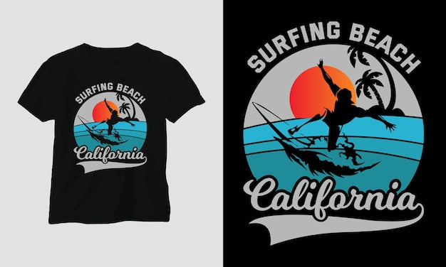 - surfing t-shirt design. summer fun, retro style