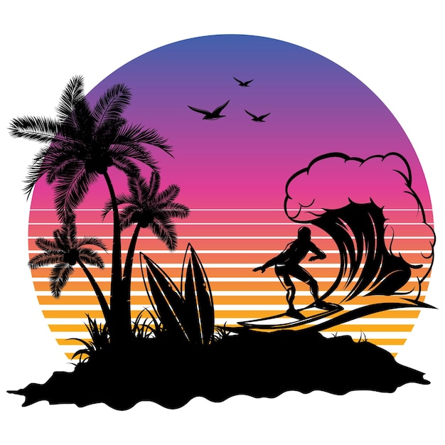 Vector surfing t-shirt design