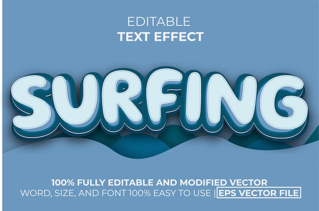 Vector surfing text effect easy to edit