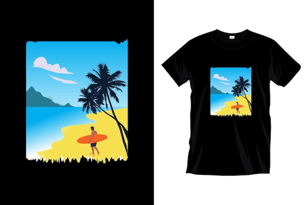 Surfing tshirt design vector