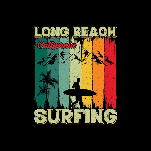 Vettore disegno di maglietta da surf