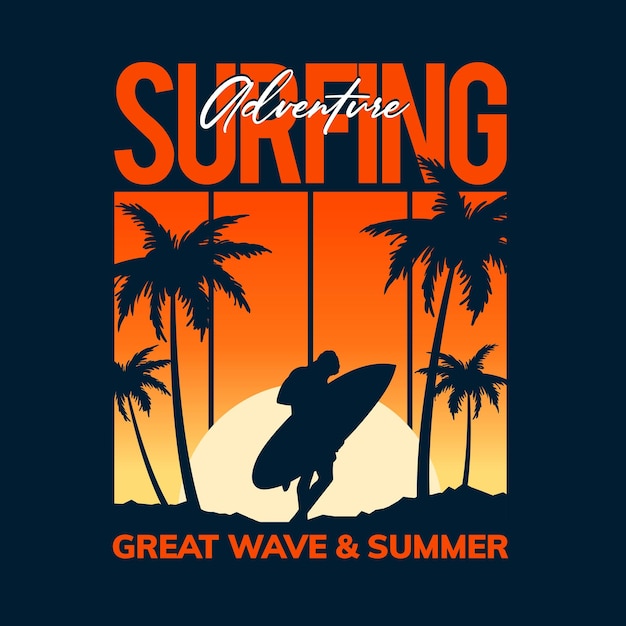 Vector surfkunstwerk voor t-shirtontwerp