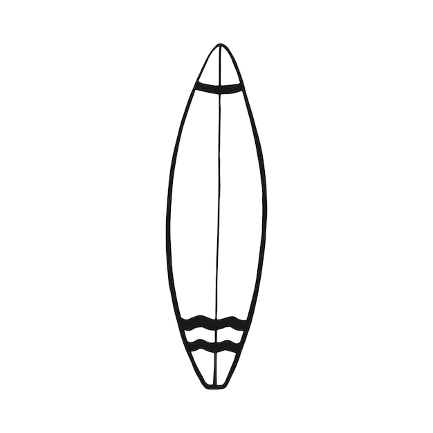 Surfplank hand getrokken vectorillustratie lijn kunststijl geïsoleerd op een witte achtergrond