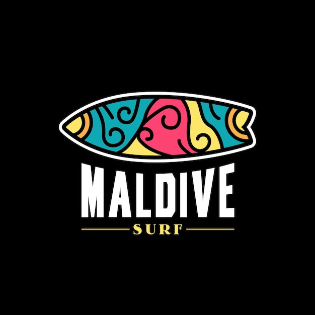 Surfplank-logo met etnisch motief voor surfer-bedrijfslogo of resort-logo