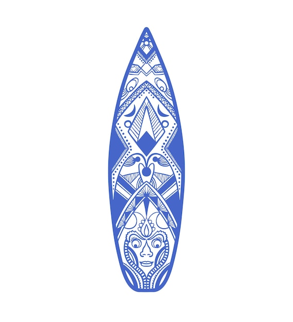 Vector surfplank met artistieke ornament vectorillustratie