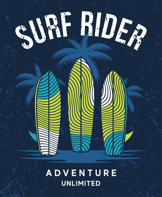 Vector surfruiter met surfplankposterontwerpen