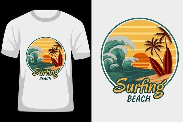 Surfstrand retro vintage t-shirtontwerp