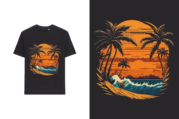 surfthemed tshirt design with a retro vibe