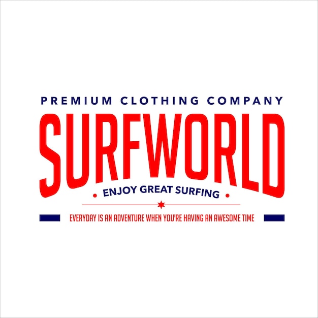 Vettore surfworld abbigliamento premium moda vintage