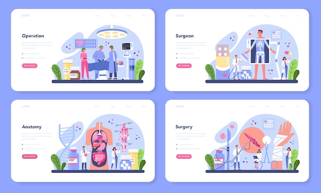 Vector surgeon banner web set